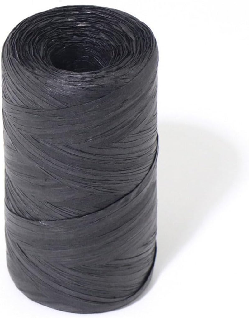 ALLWSLucky 393 Feet Raffia Paper Ribbon, Colored Packing Paper String Craft Raffia Ribbon for Gift Wrapping and DIY Decoration (Black) - Image 1